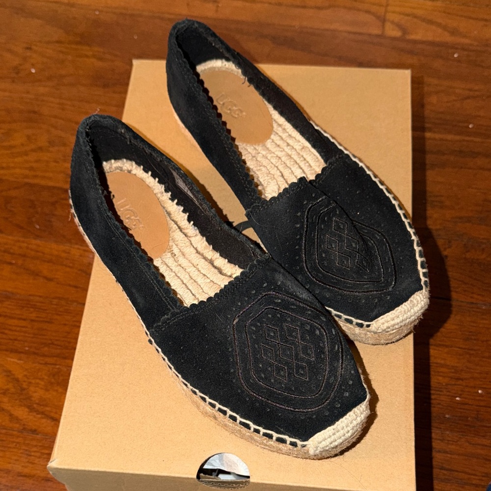 UGG Black and Tan Espadrille Flats